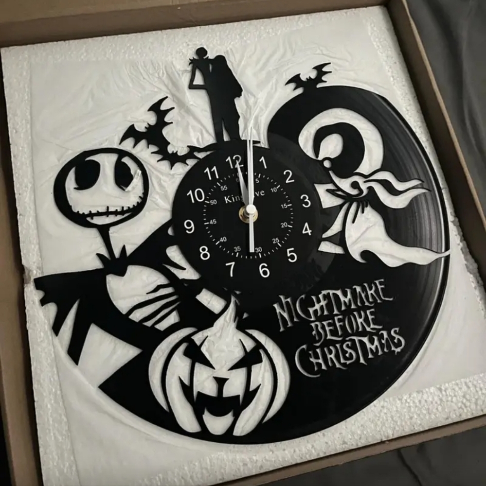Jack Sally Skellington Nightmare before Christmas vinyl record wall clock.